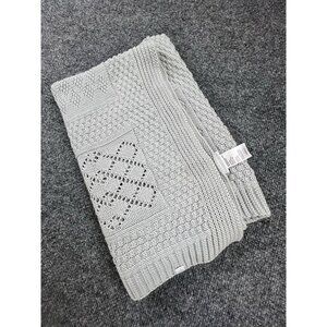 Elegant Baby Gray Knit Baby Blanket 30x40 100% Cotton Heart Pattern Soft